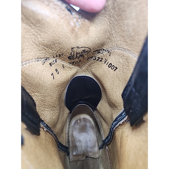 Justin Womem's Sz 7 Black Leather Roper Mexico Western Cowboy Boots - Picture 10 of 12